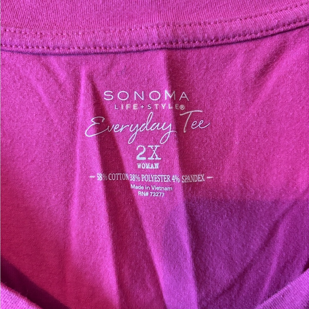 Sonoma 2X Women's Short Sleeve Tee Trio - Red, Yellow, Pink - Picture 2 of 5